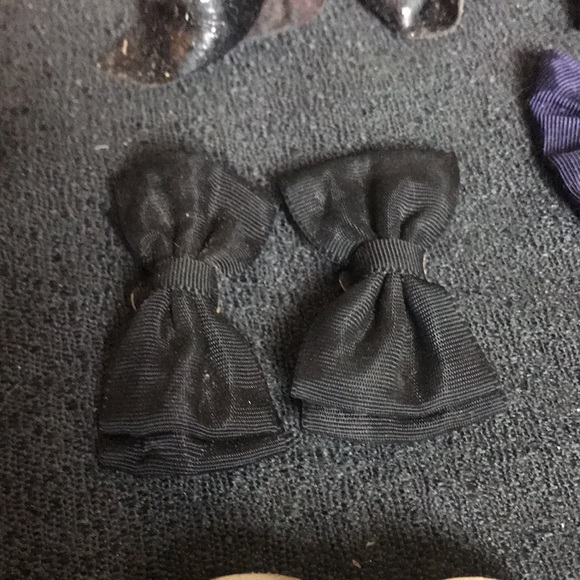 5 sets of Vintage shoe clip on bows leather and ribbon - Picture 3 of 9